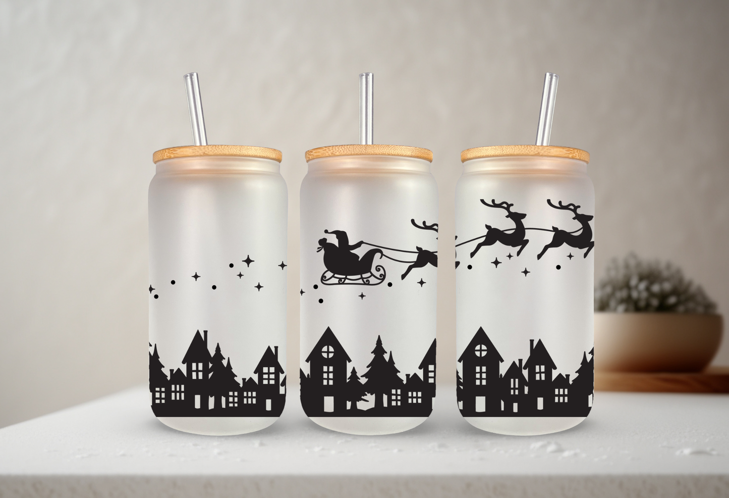 Twas The Night Before Christmas | 20 oz Glass, Lid, Straw: Clear