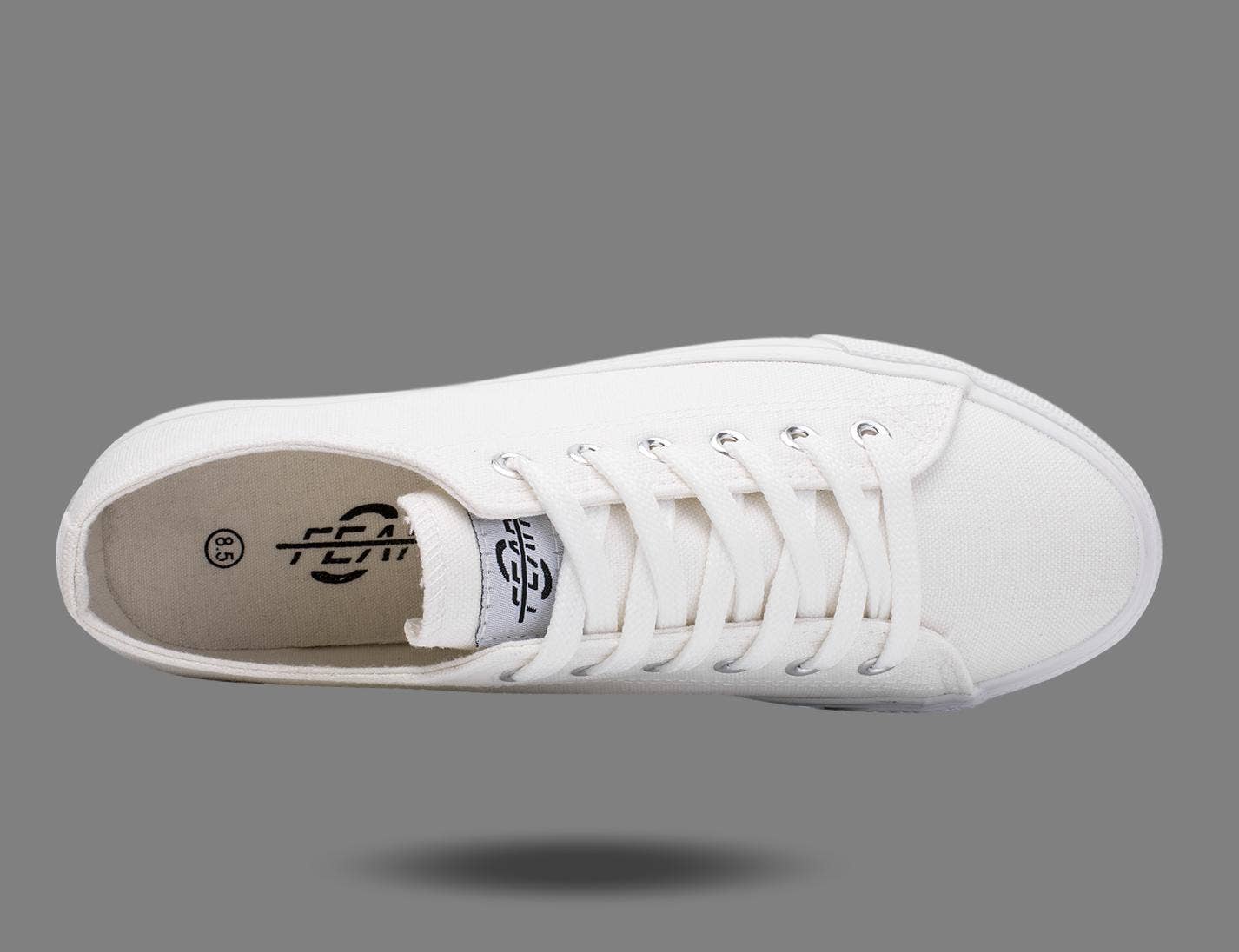 Fear0 - Unisex All White Casual Skateboard Canvas Shoes