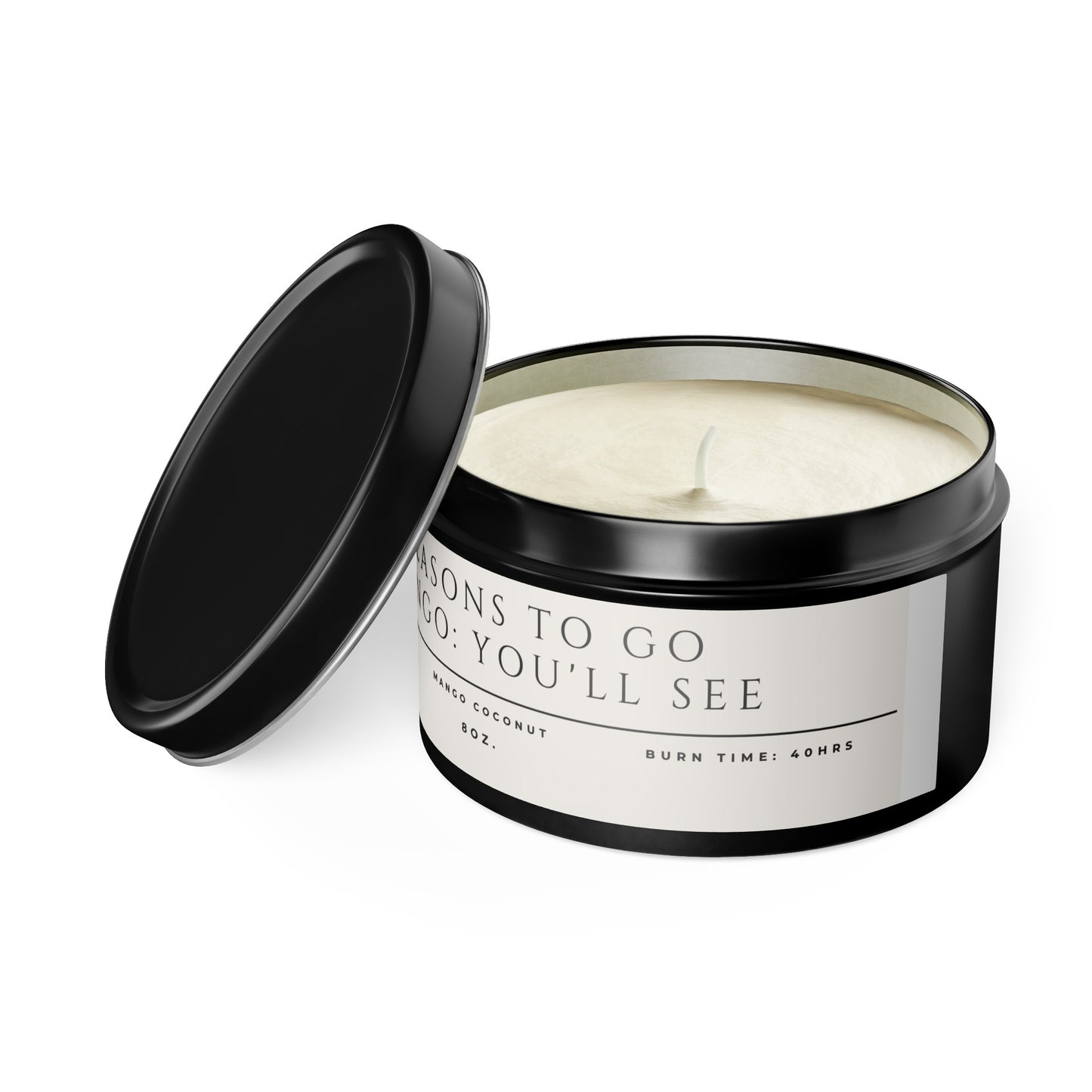 "Reasons to go Mango: You'll see" Candle