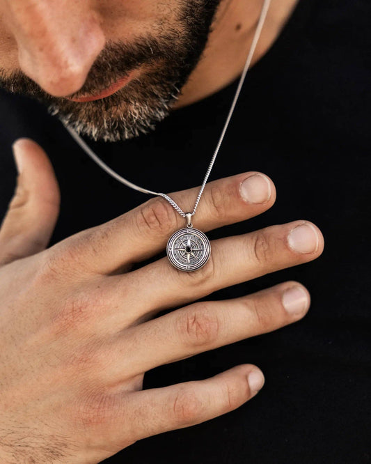 Z: Compass Pendant - Sterling Silver