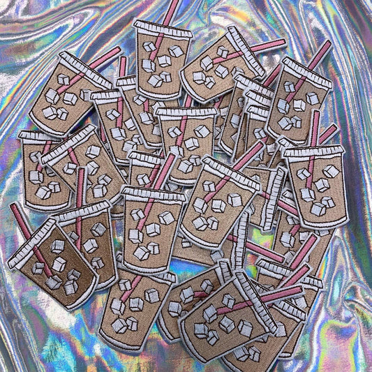 Iced Coffee Embroidered Patch Iron-On